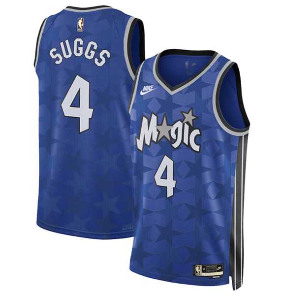 Mens Orlando Magic #4 Jalen Suggs Blue 2023-24 Classic Edition Stitched Basketball Jersey Dzhi